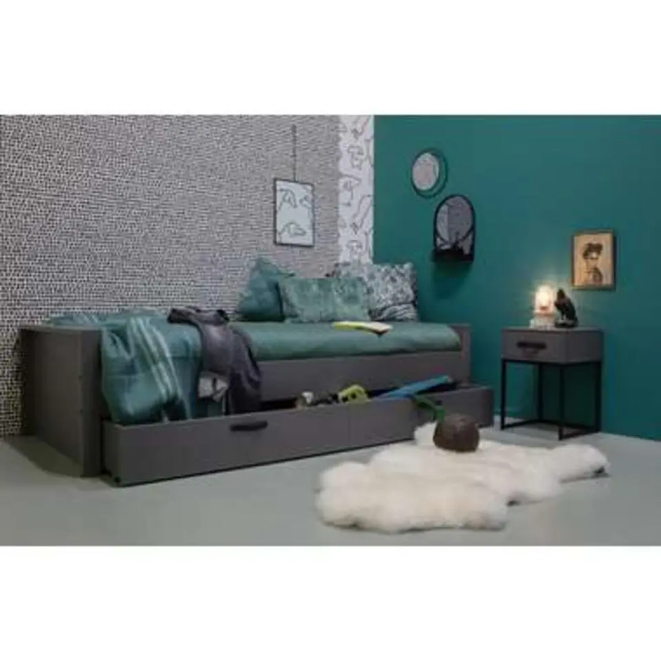 WOOOD Morris Bed Excl Lade - Grenen - Leem - 214x53x95