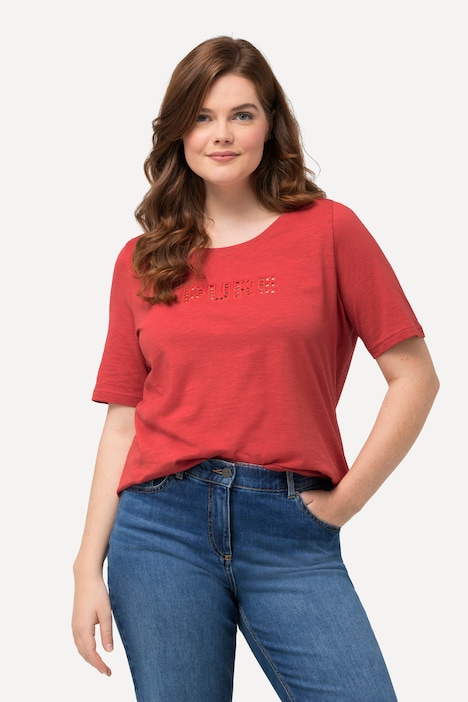 T-Shirt, PURE-Stickerei, Rundhals, Halbarm, Biobaumwolle