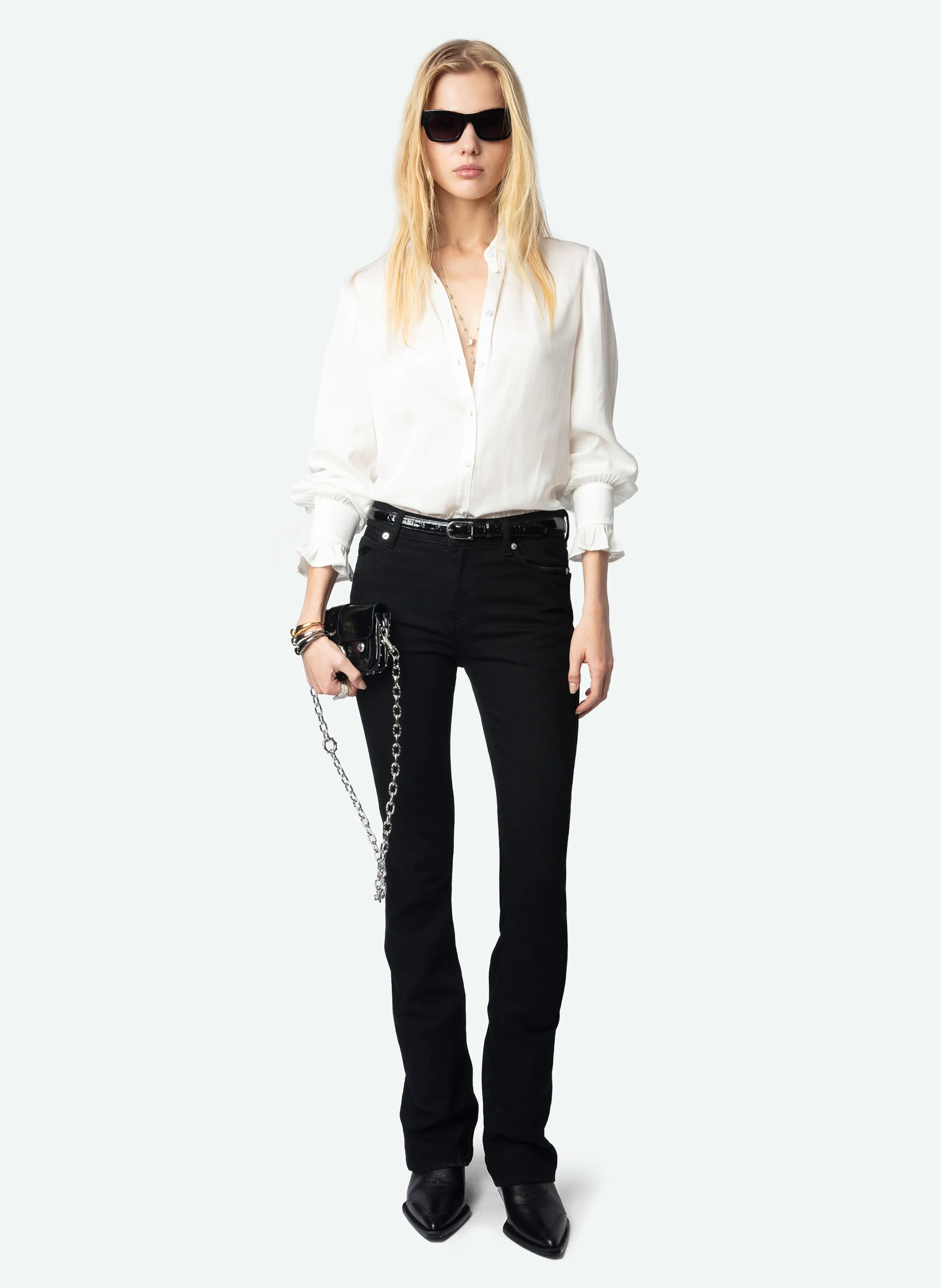 THELY - Chemise droite satinée| Blanc