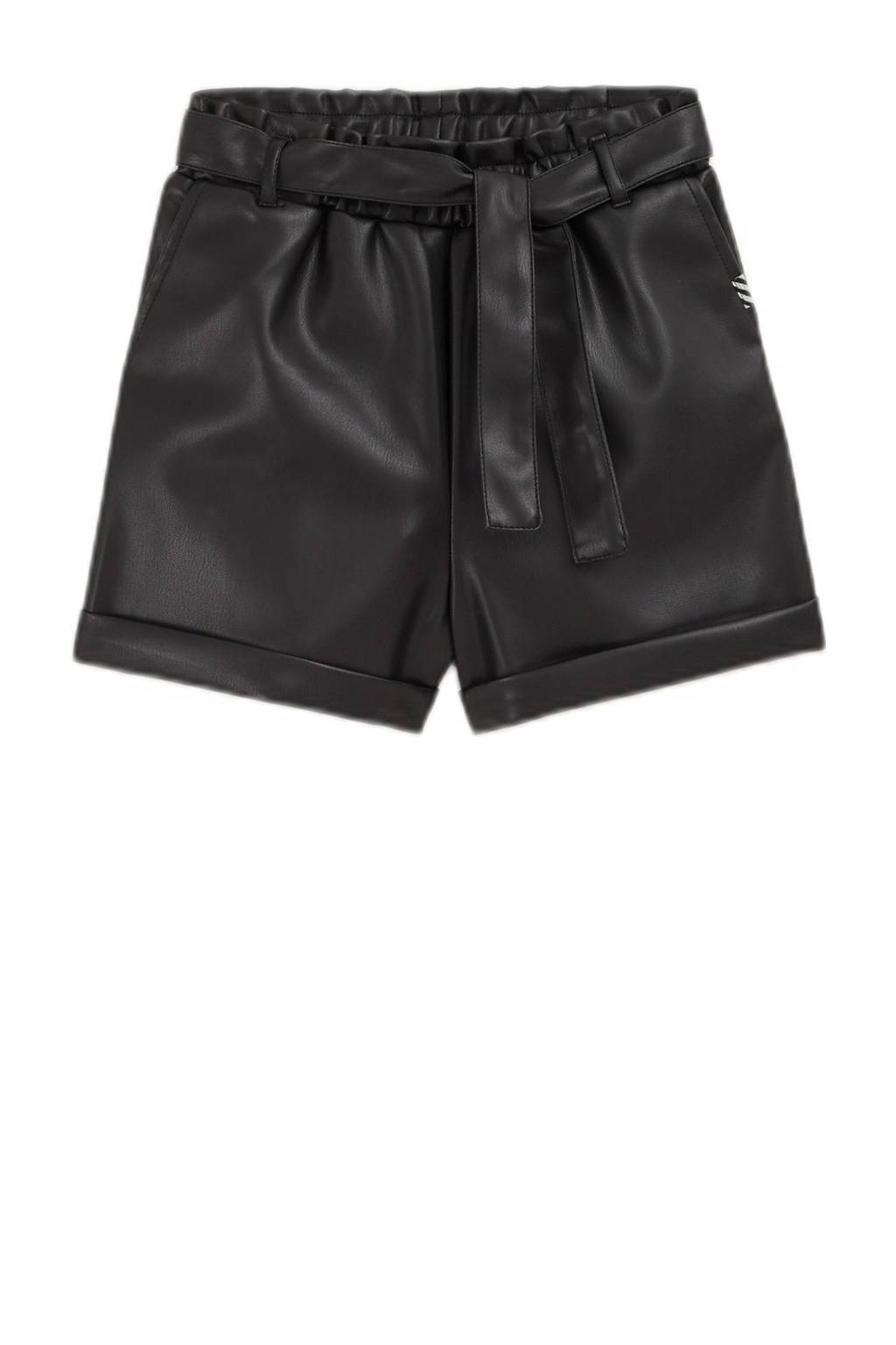 WE Fashion imitatieleren casual short zwart