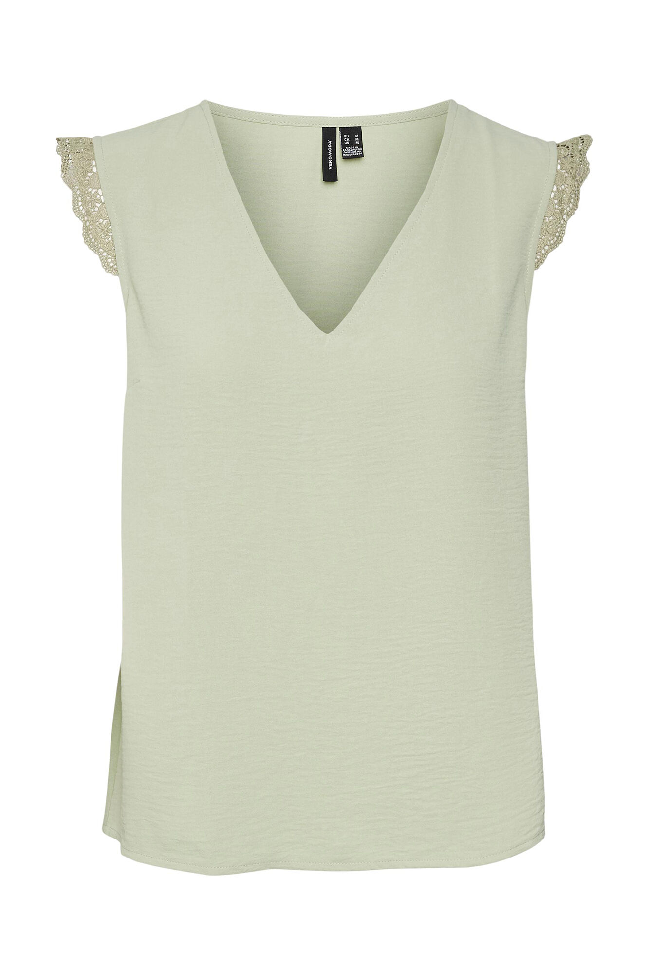 Blusa sem mangas com decote em V curvo - Verde
