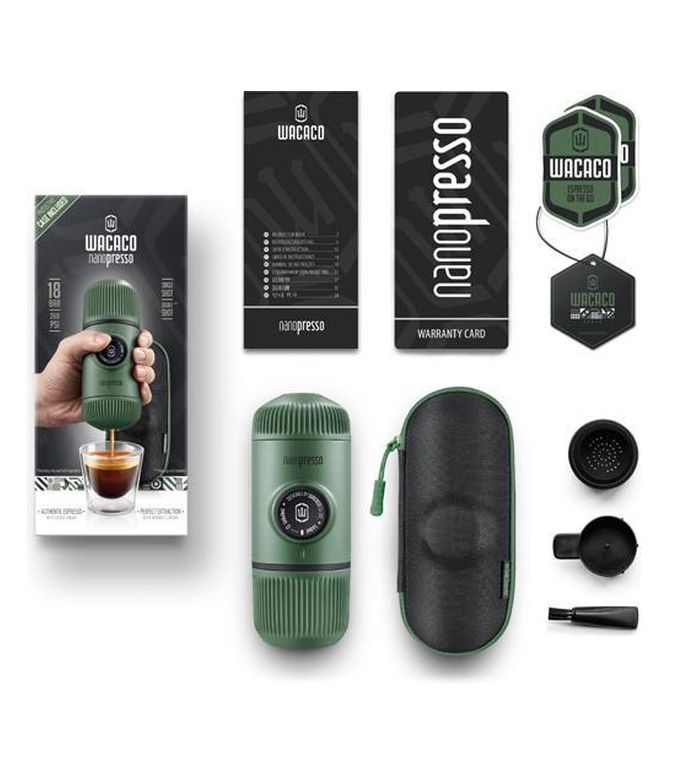 Wacaco Nanopresso draagbare espressomachine met hoes - Green