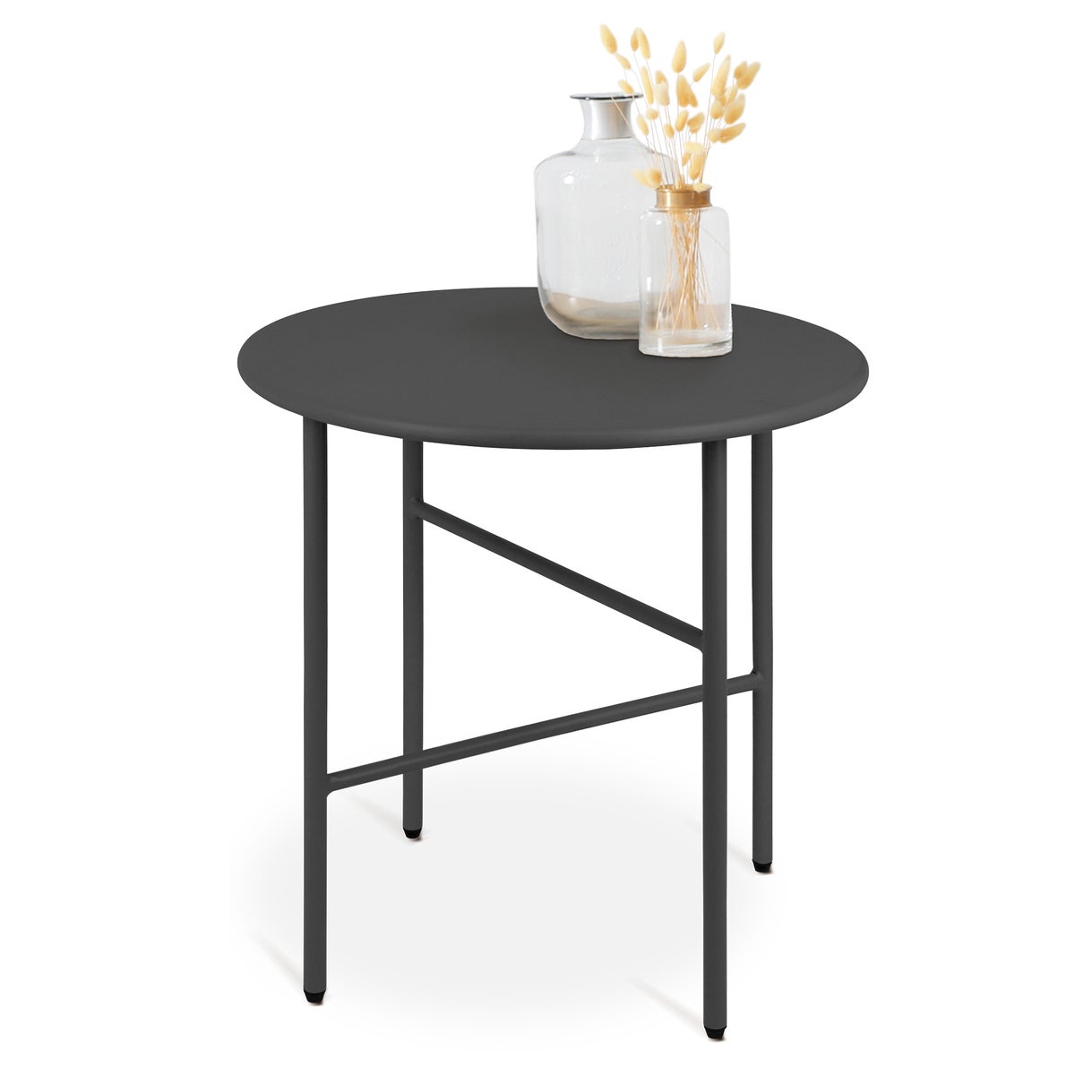 Beautissu Finn bijzettafel Ø 53x36cm zwart metaal