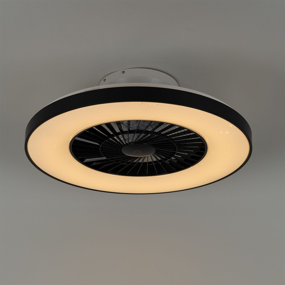 Smart plafondventilator zwart met ster effect 60cm incl. LED dimbaar met afstandsbediening - Climo