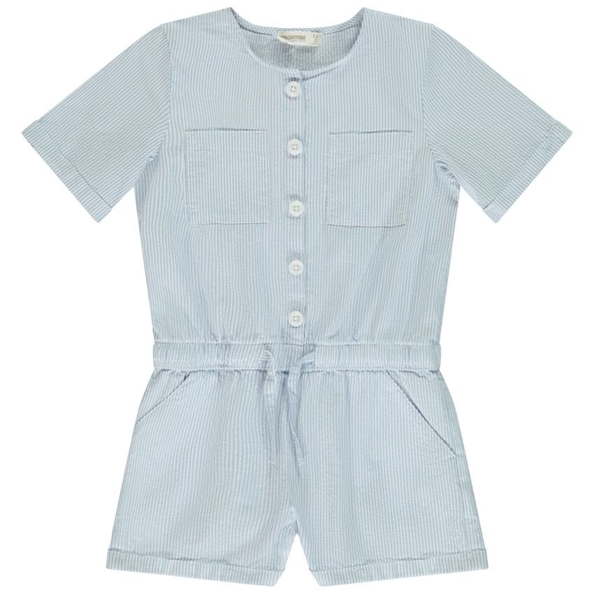 Combishort en seersucker rayé pour fille - Ecru