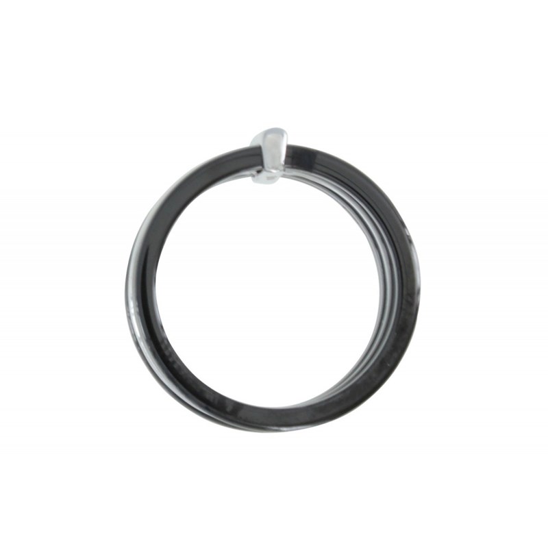 Bague Anneaux Argent Rhodié et Céramique Noire
