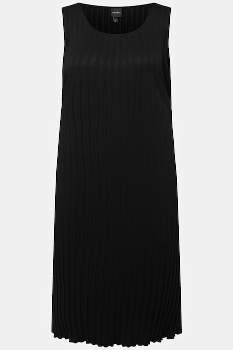Plissee-Kleid, A-Linie, Rundhals, ärmellos