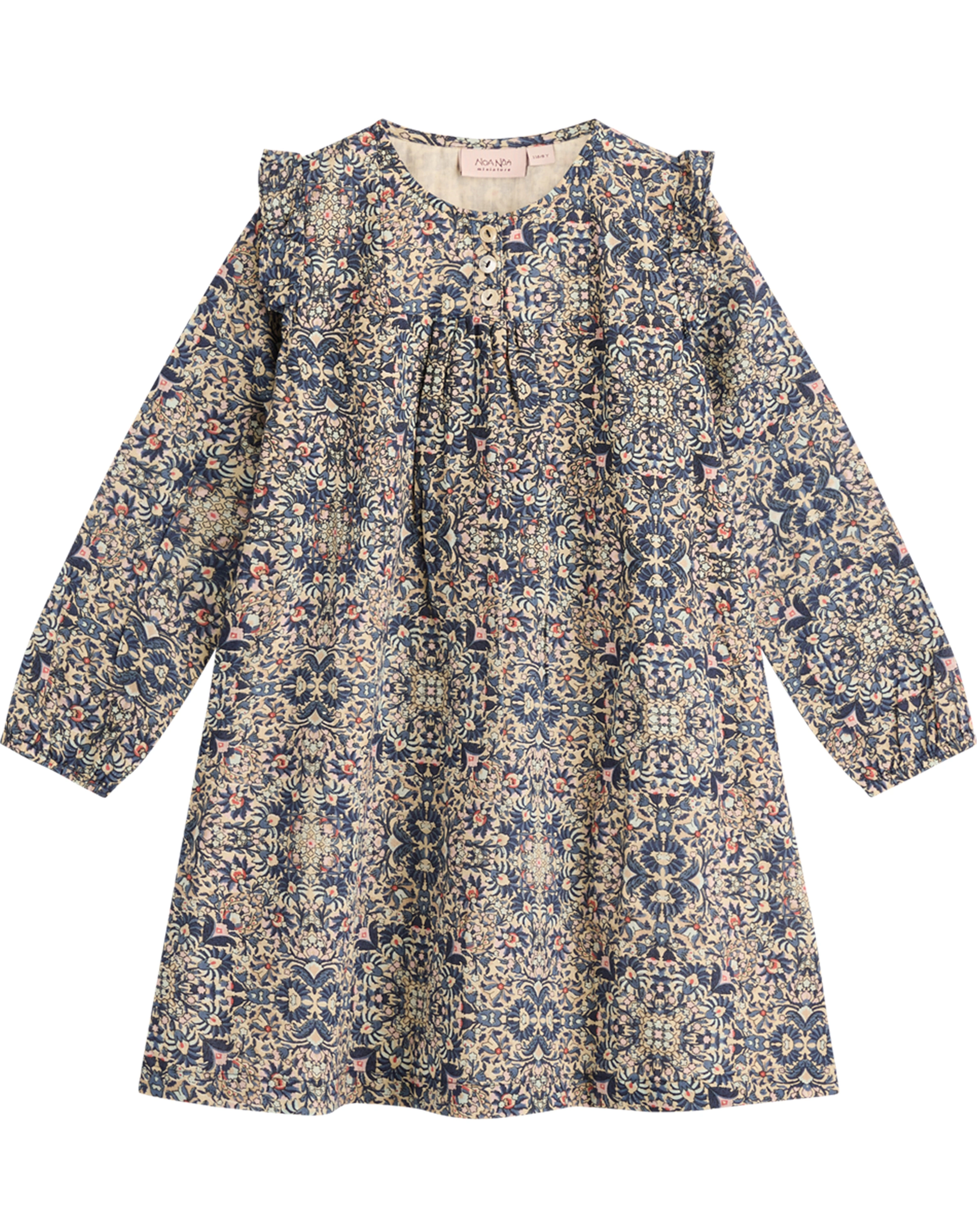 Langarmkleid CALLIE FLOWER in blue/beige