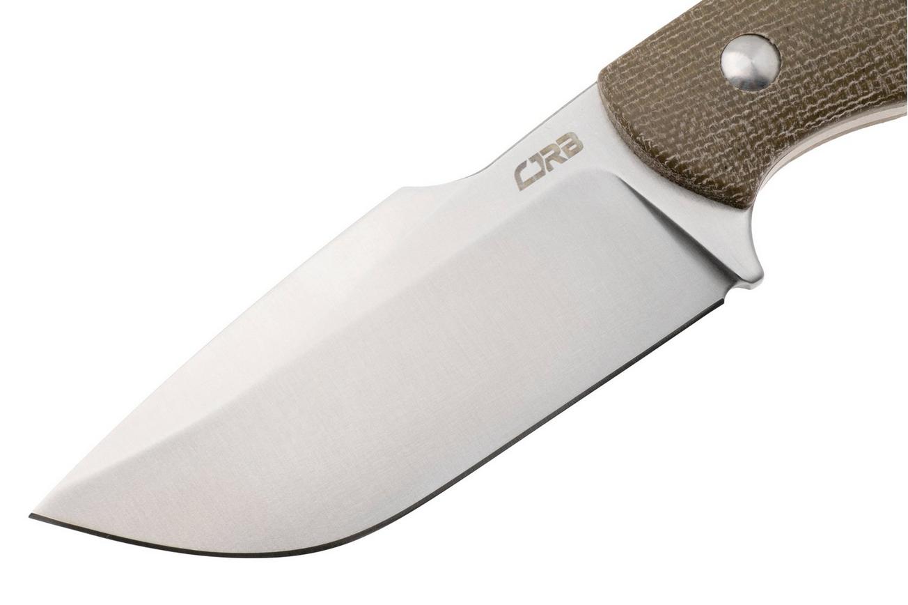CJRB Mutt J1958-ODG Satin AR-RPM9, Green Micarta, vaststaand mes, Jonathan Shaw design