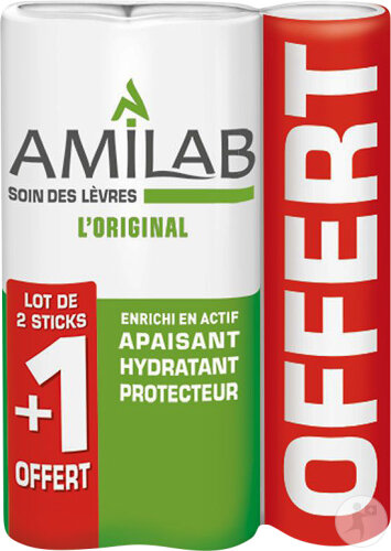 Amilab L’Original Soin Des Lèvres Triopack Sticks 3x3,6ml Promo 2+1 Gratuit