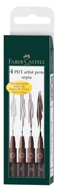 Faber Castell Sepia Pitt Pens Wallet Set Of 4