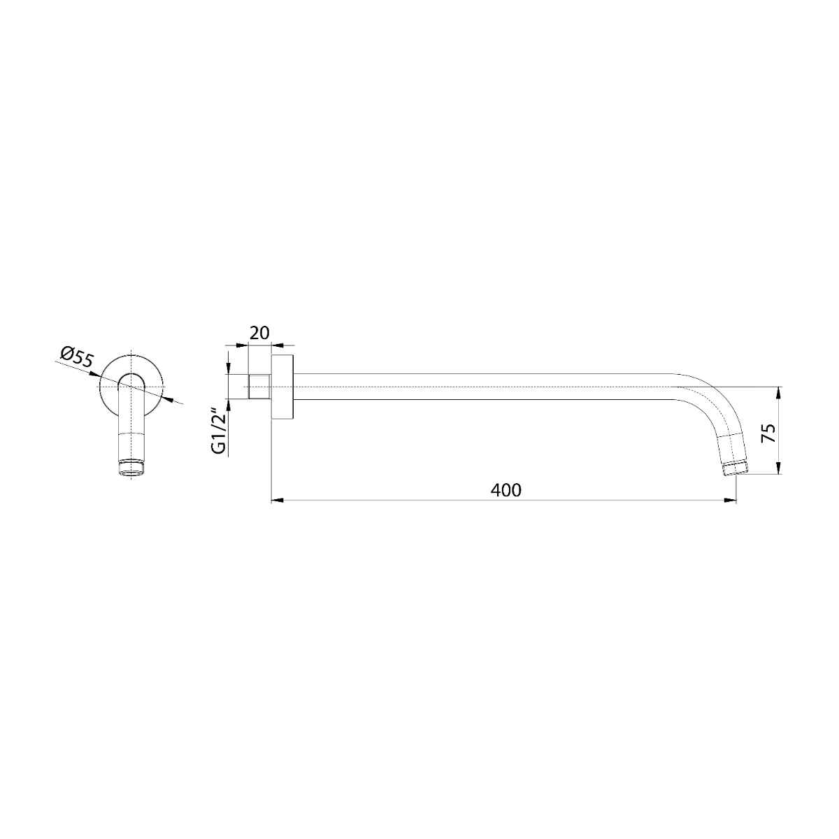 Sapho Moro douchearm 40cm goud mat