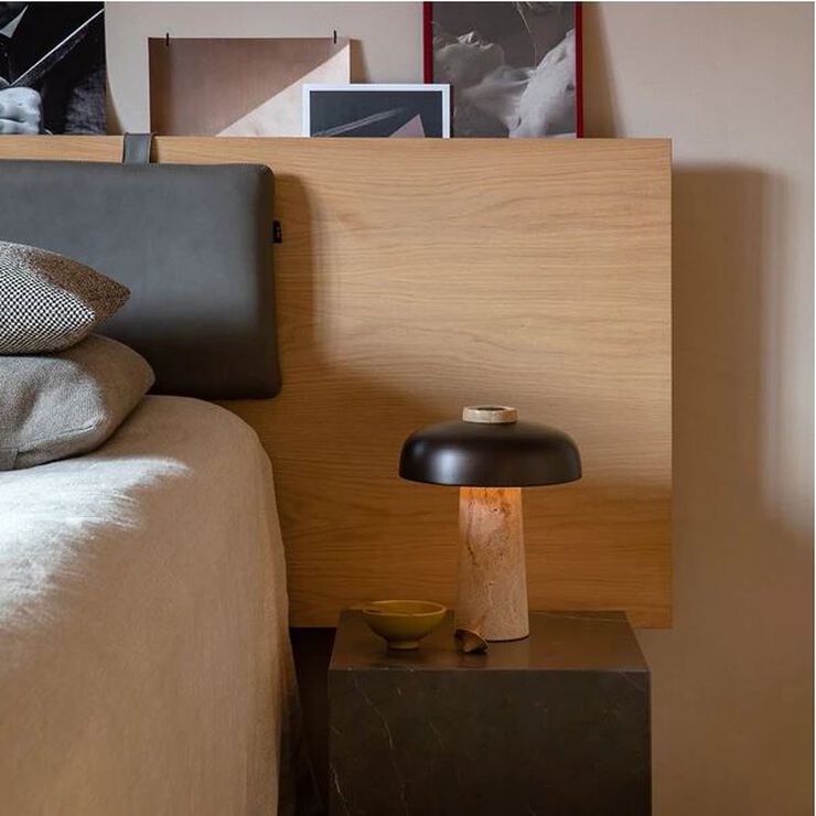 Audo Copenhagen Reverse, Table Lamp, Travertine, Br Sort & beige
