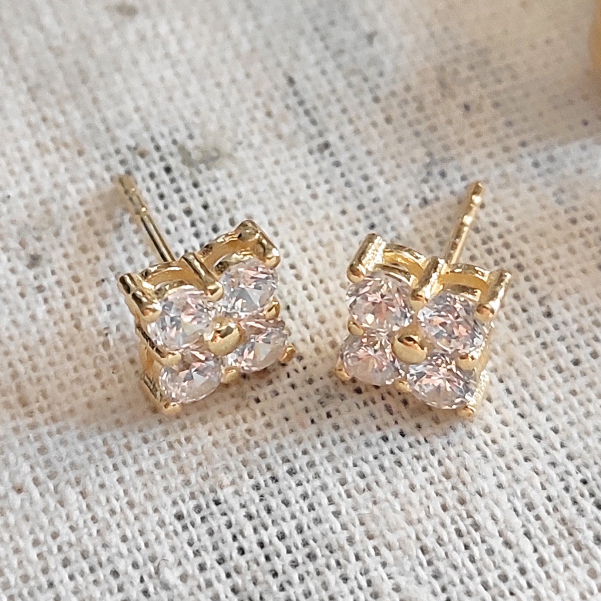 Boucle d'oreille unitaire - Argent 925/000 plaqué or & zircons