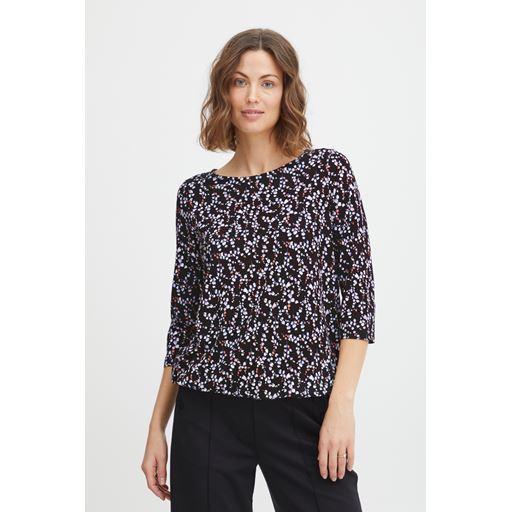 Fransa Blomstret Bluse, Black Mix, XL