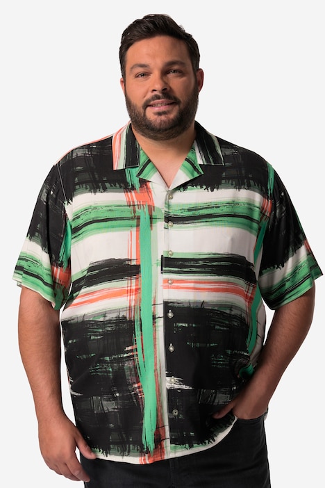 Men+ Hemd, Halbarm, Alloverdruck, Cuba-Kragen, bis 8 XL