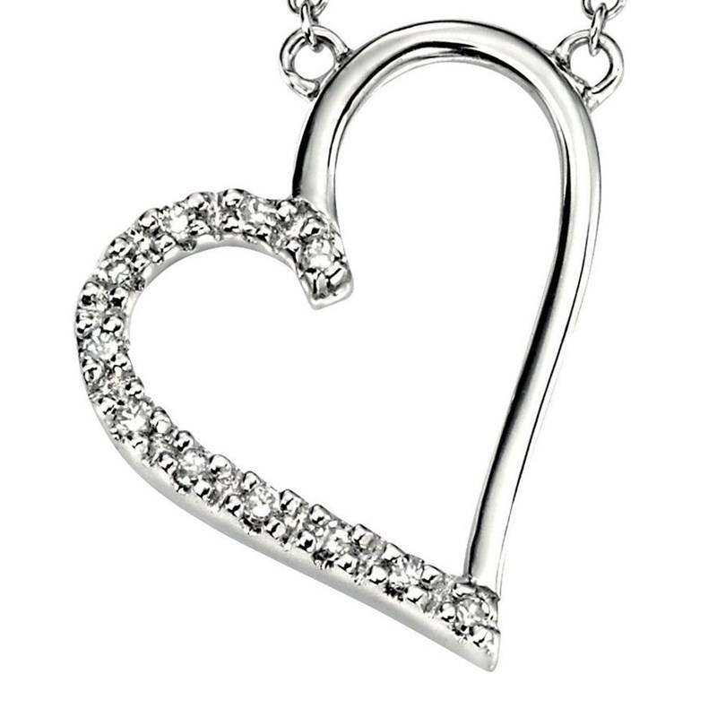 Collier coeur diamant -  Chaine en Or 375 de 41cm - Pendentif en Or 375/1000 carats