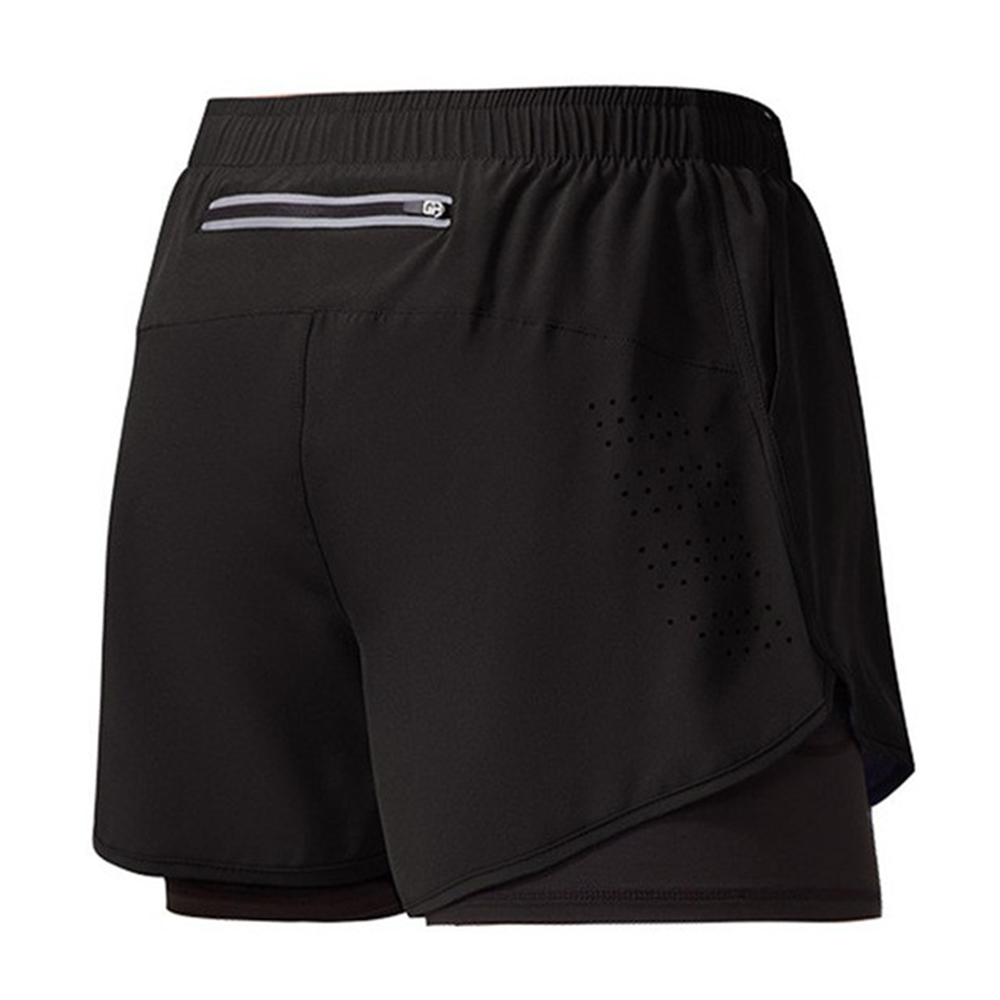 (Gr. L) Sport Shorts Kurze Hose mit Versteckter Tasche - Schwarz