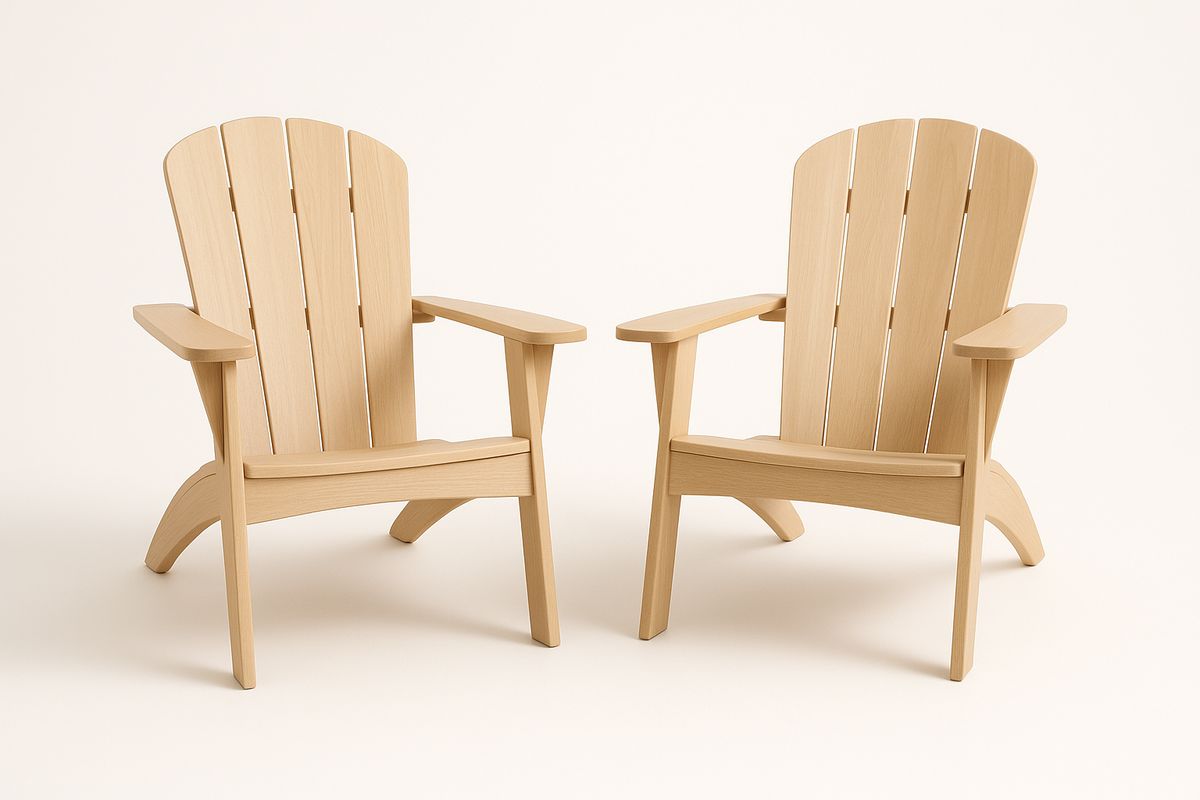 2er Set Holzstühle Naturfarbe für Außenbereiche