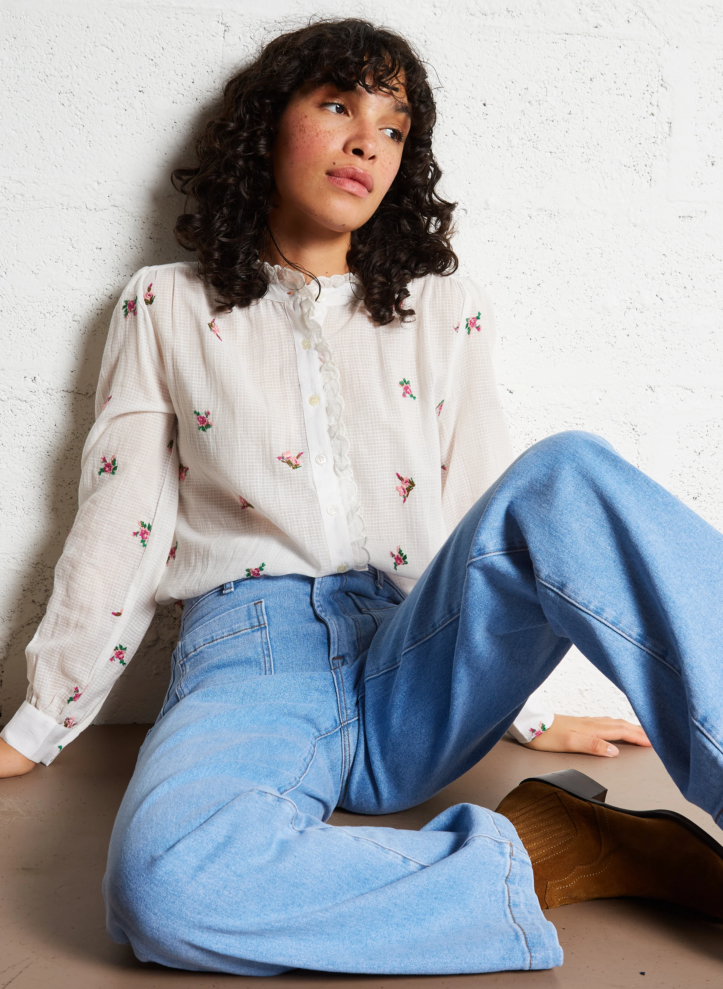 ATLANTY - Jean flare taille haute en coton mélangé | Jean Stone