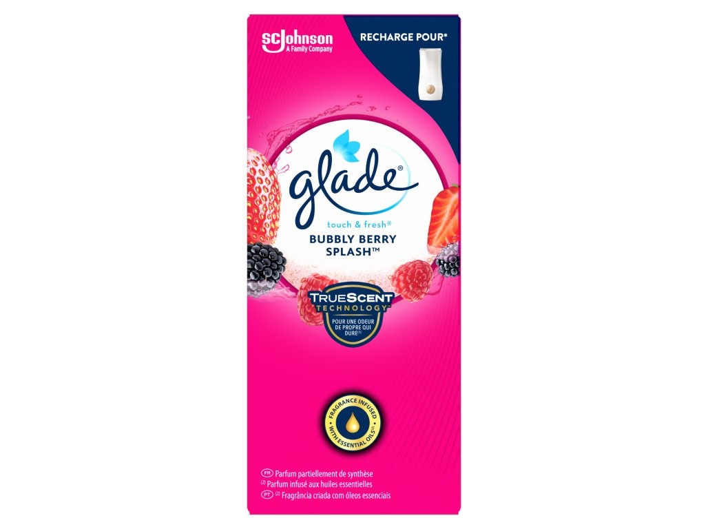 AMBIENTADOR GLADE TOUCH&FRESH RECARGA BERRY SPLASH 10ML