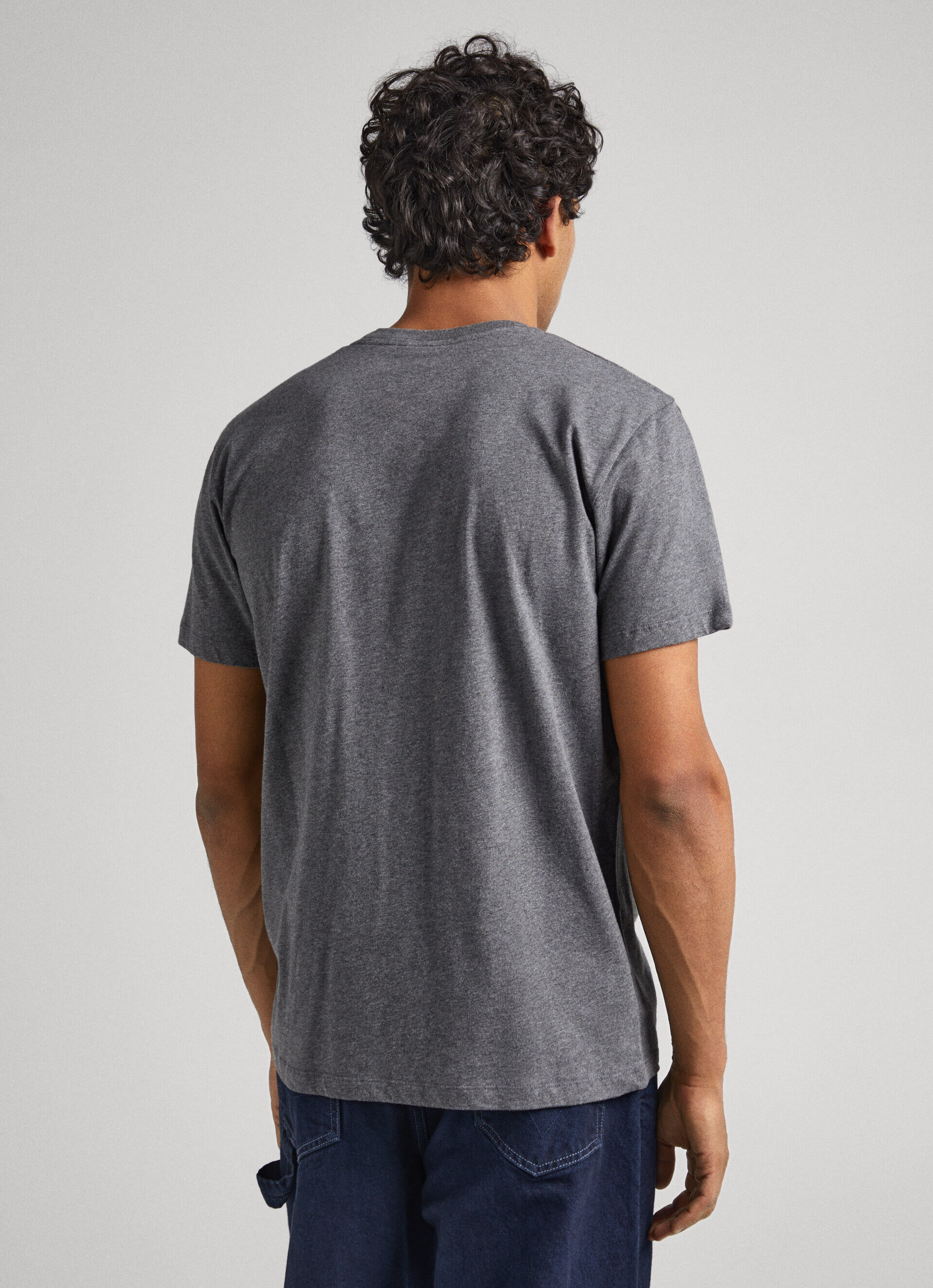 Camiseta de algodão com logotipo estampado - cinza escuro
