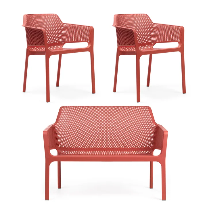 Nardi - Net Bank   2x Net Armlehnstuhl, koralle