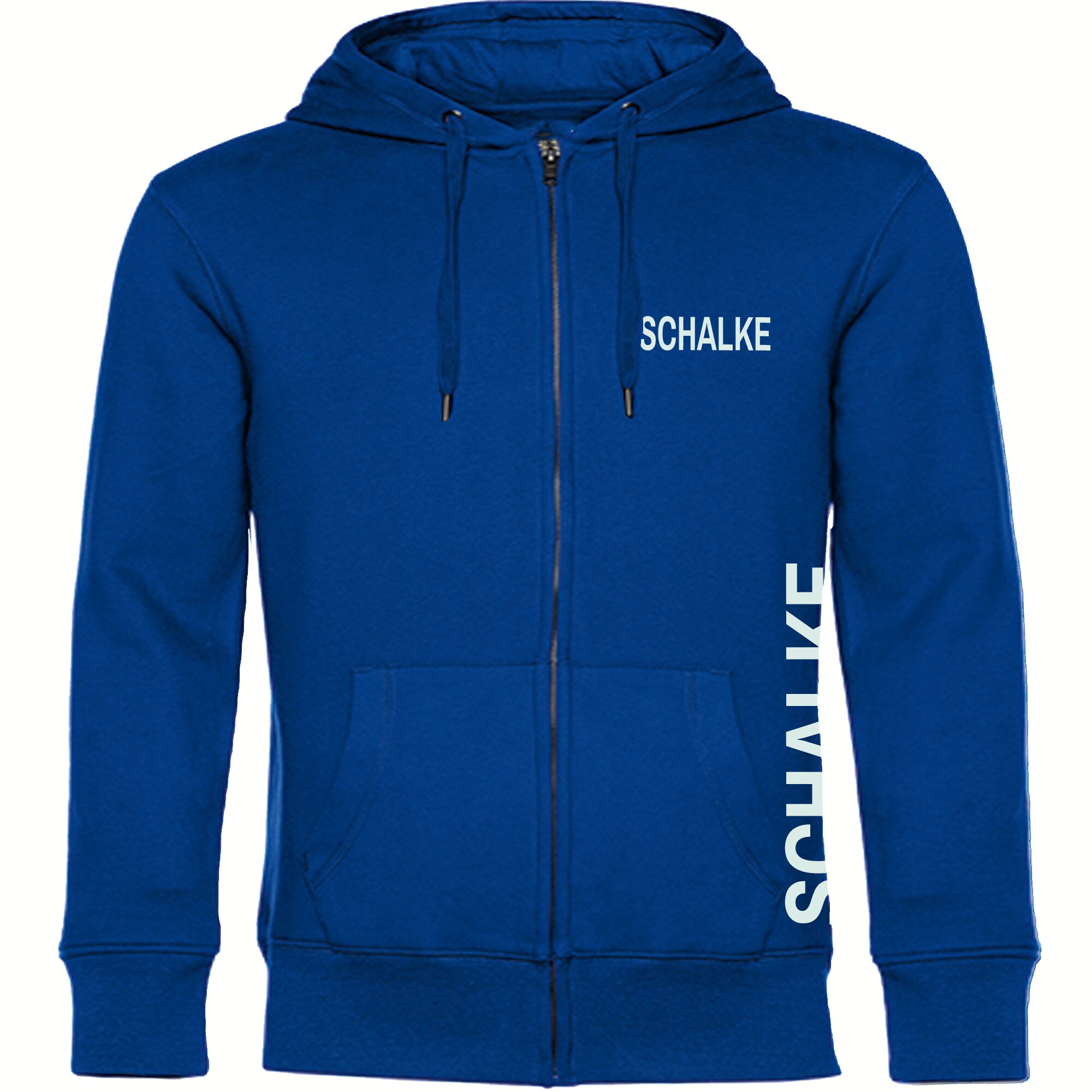 multifanshop® Kapuzen Sweatshirt Jacke - Schalke - Brust & Seite - Druck weiß