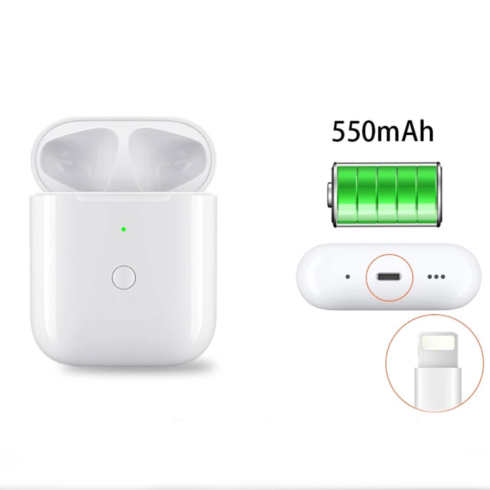 (550mAh) Lightning Ladecase für AirPods (Gen 1. / Gen 2.) Kopfhörer - Weiss