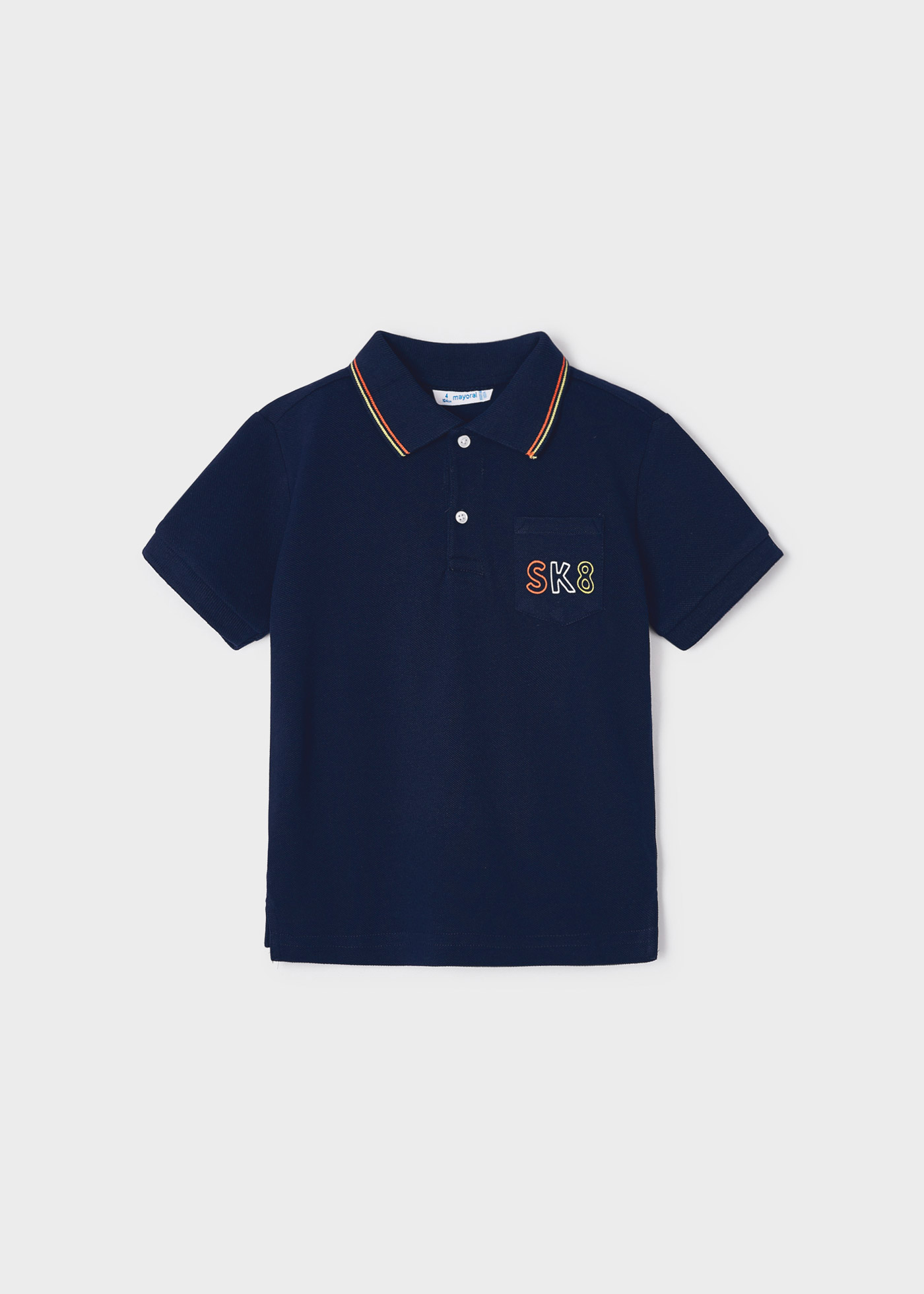 Camisa polo de manga curta com estampa, feita de algodão para meninos