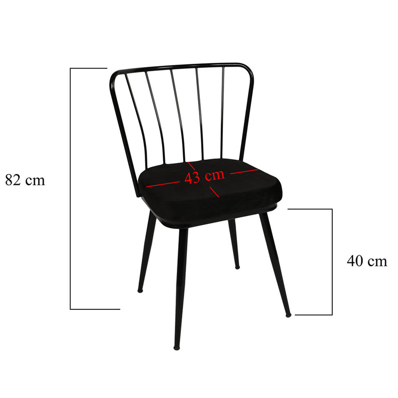 Wooden Art 2 Chaises Yildiz noires - 82x43x42 cm