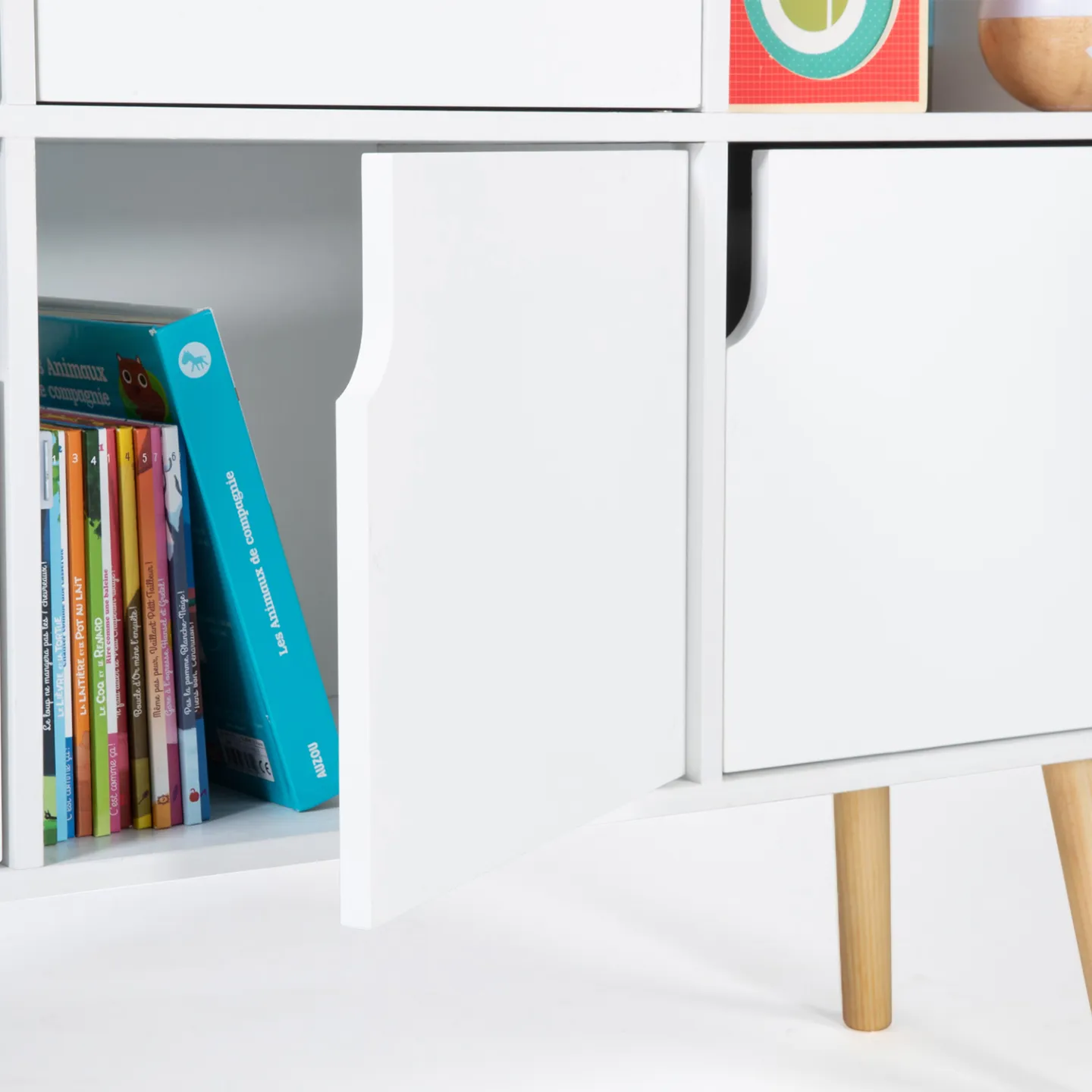 Meuble de rangement cube enfant EMMIE avec 6 cases en bois blanc