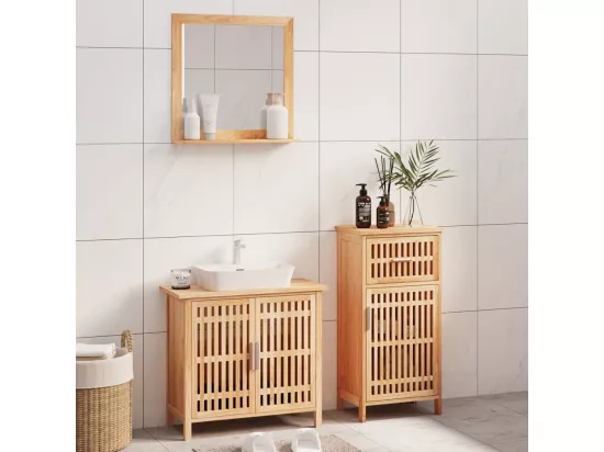 Ensemble de meubles de salle de bain 3 pcs Bois massif de noyer