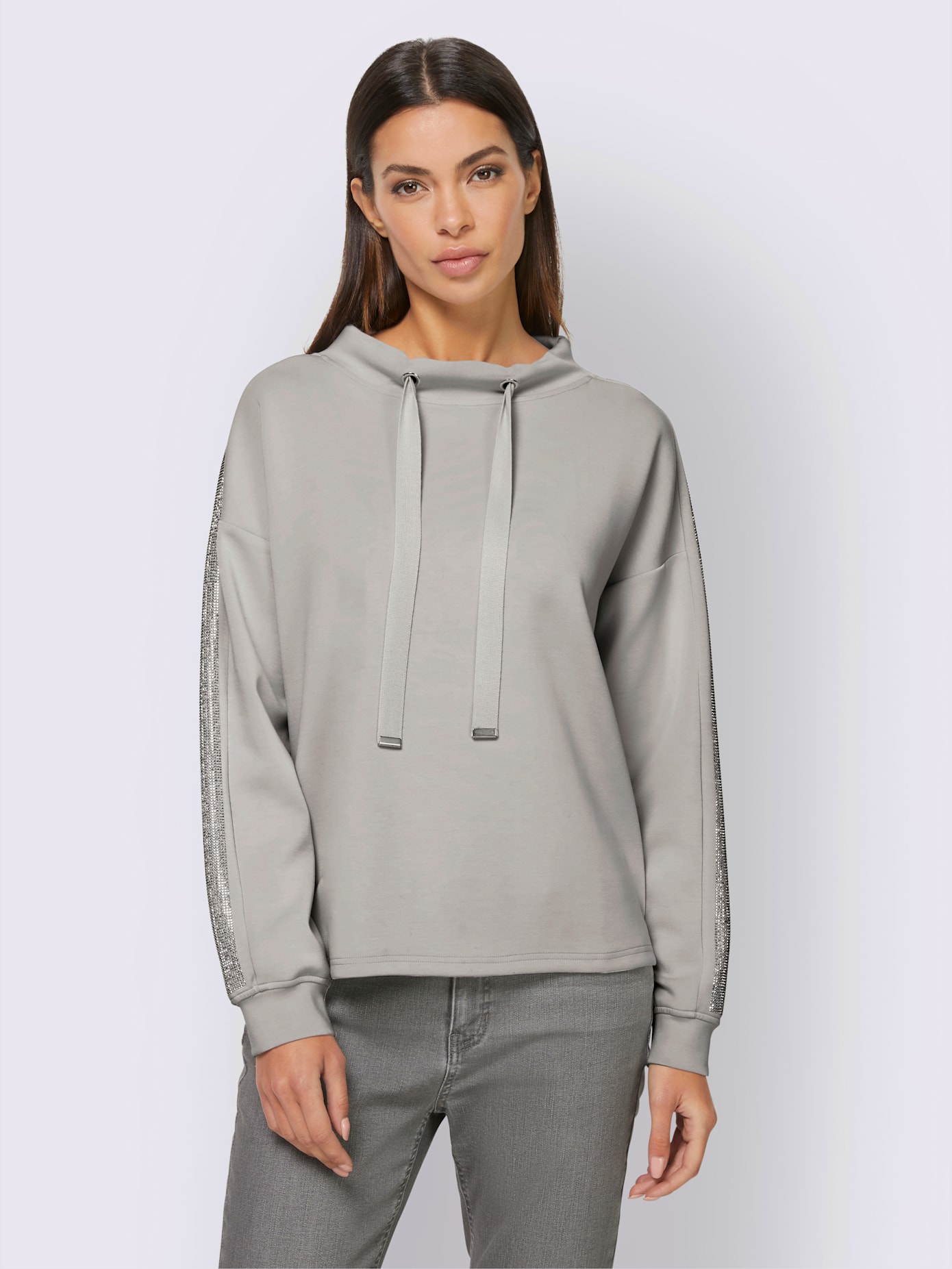 Sweat-shirt large col montant avec coulisse