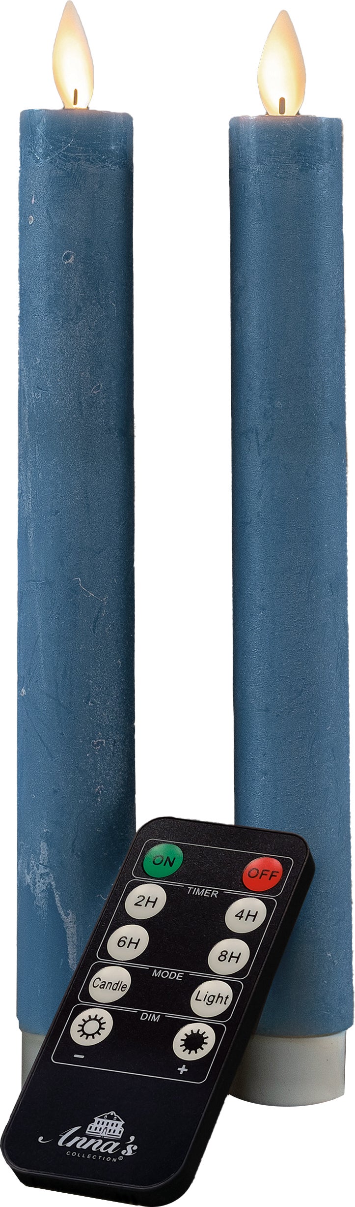 Anna's Collection LED dinerkaars zwart blauw D 2 H 23 cm 2 stuks