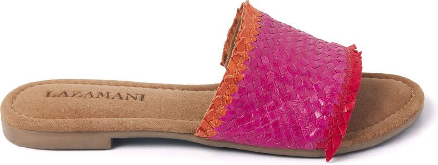 Lazamani Stijlvolle Leren Slippers Pink Dames