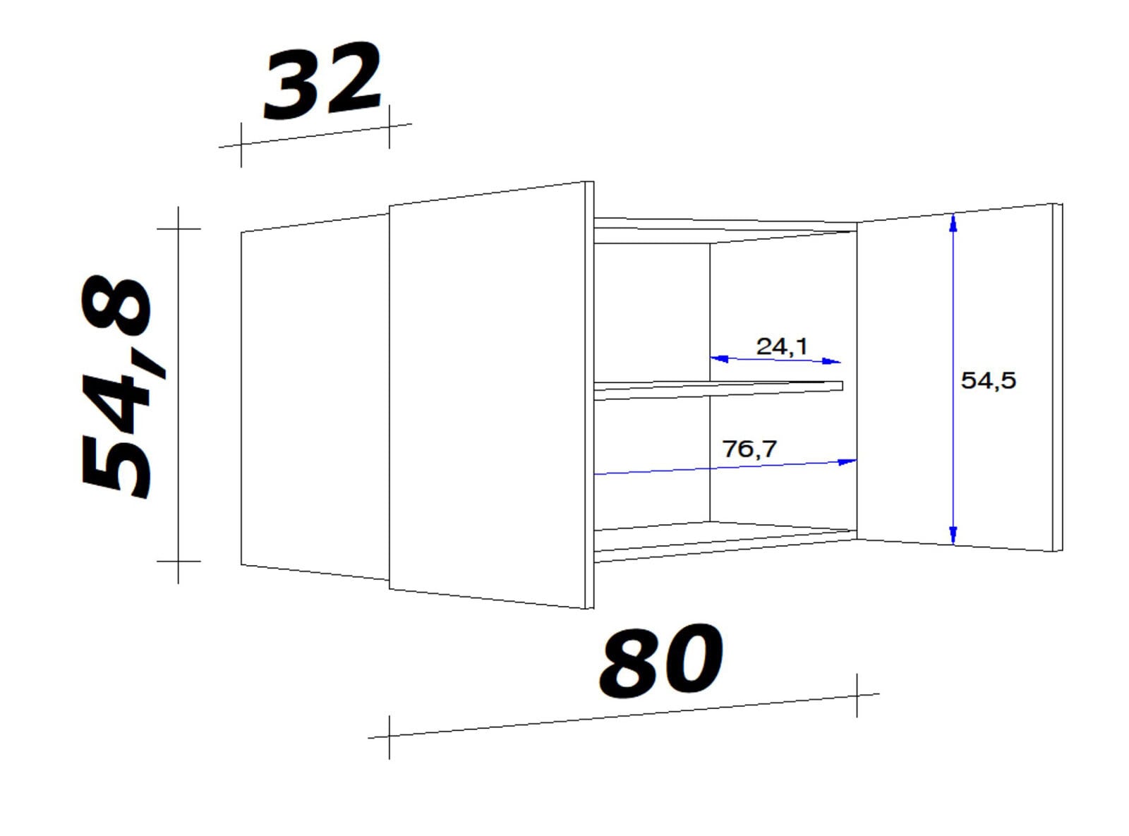 Hängeschrank Avila Magnolia/Lancelot Oak ca. (B/H/T) 80x54,8x32cm