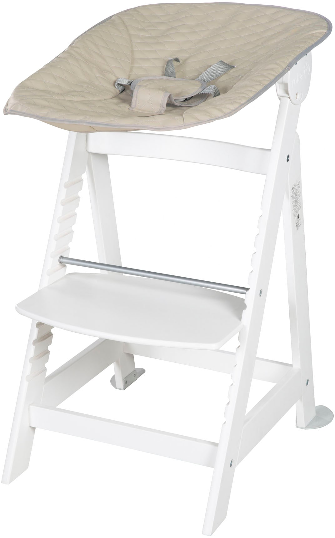 roba® Hochstuhl »Treppenhochstuhl 2-in-1 Set Born Up weiss« () mit Neugeborenen-Aufsatz, Greyish gesteppt