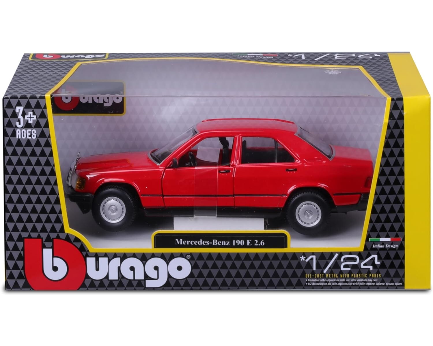 Bburago 18-21103 - Modellauto - Mercedes 190E ´87 (rot, Maßstab 1:24) Modell Auto