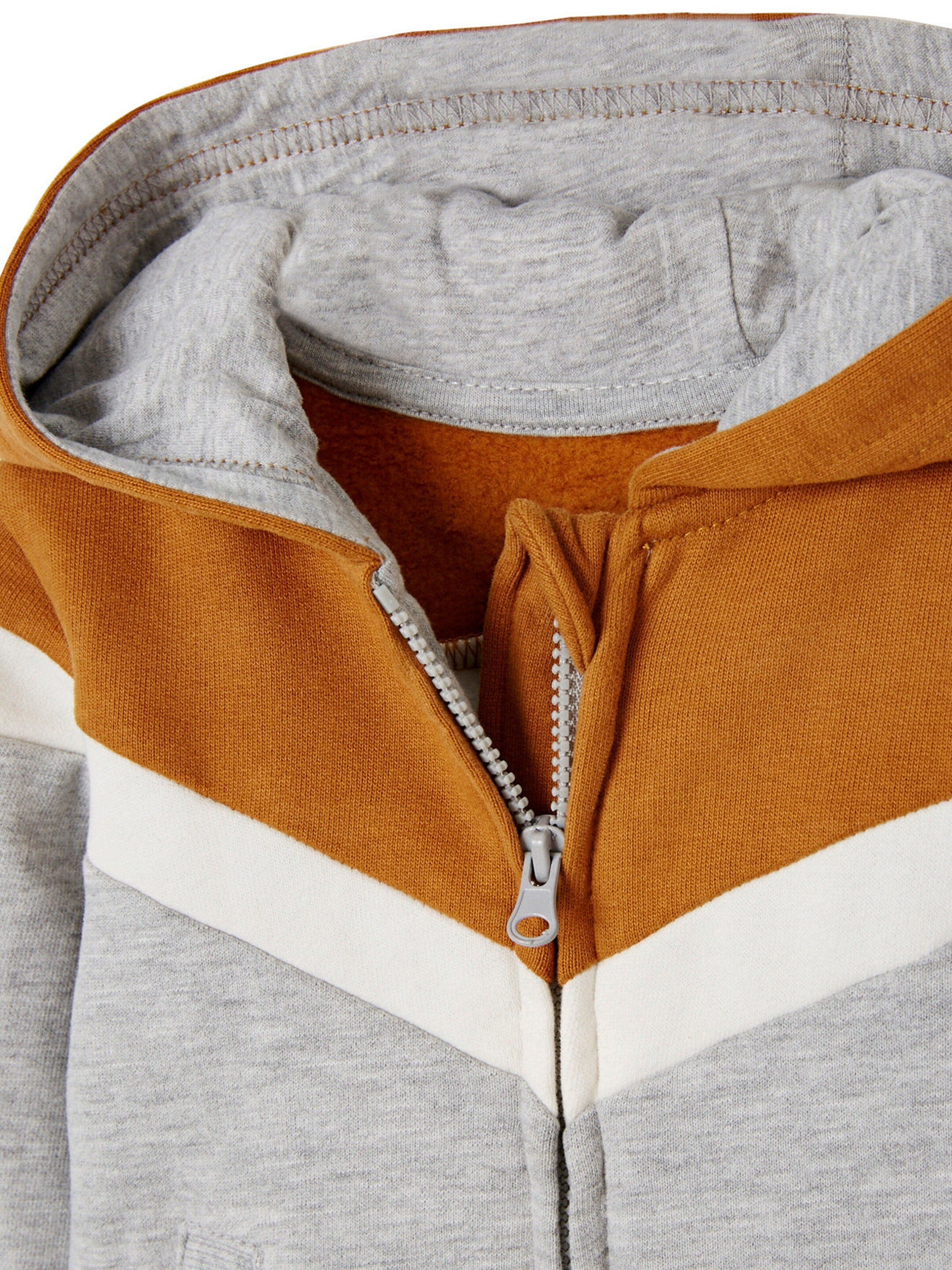 Vertbaudet Jungen Baby Kapuzensweatjacke karamell/grau