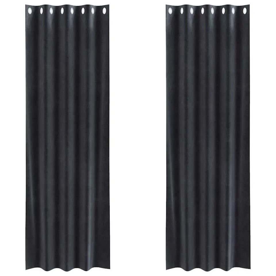 vidaXL Gordijnen met ringen - Donkergrijs - 140x225 cm - Fluweel - 2 Stuks