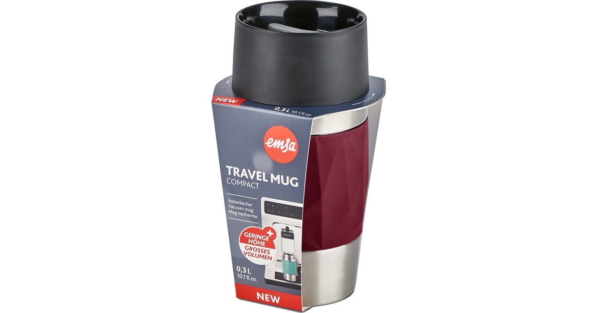 EmsaTravel Mug Compact Thermosbeker  (Wijnrood/roestvrij staal, 0,3 Liter)