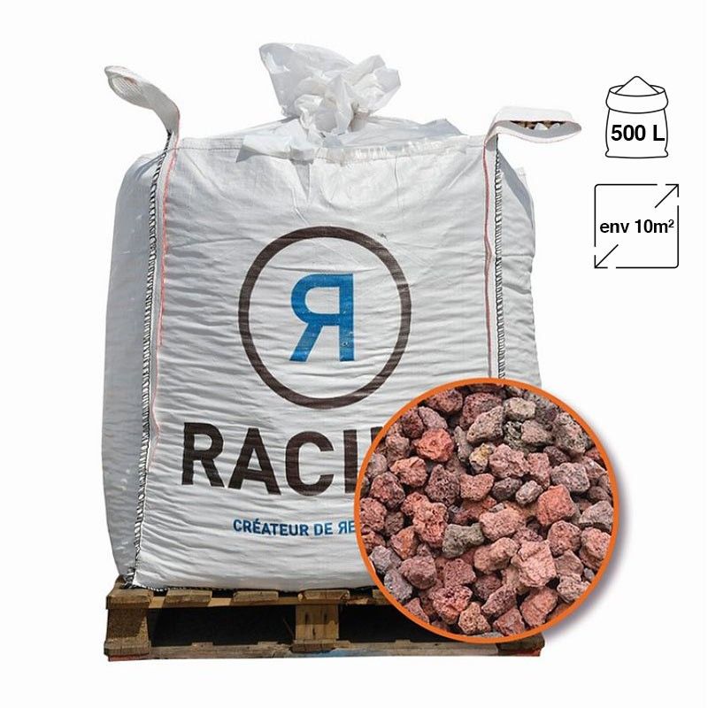 Paillage minéral en pouzzolane rouge 20/40 big bag 500 litres pour 10m2