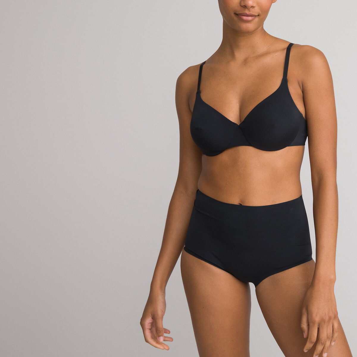 COLEÇÃO LA REDOUTE<br>Conjunto de 2 calcinhas de microfibra de cintura alta - Invisíveis