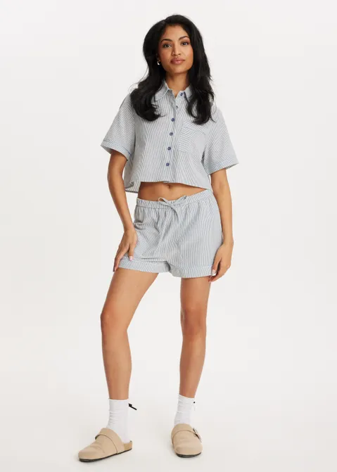 Gestreepte pull-on short blauw (BLW.D)