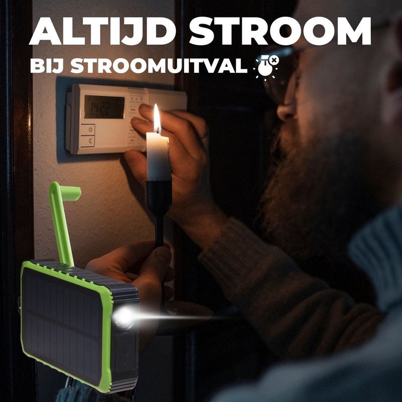Denver Solar Powerbank 10000mAh - Noodpakket - Zonneenergie - PSO10012