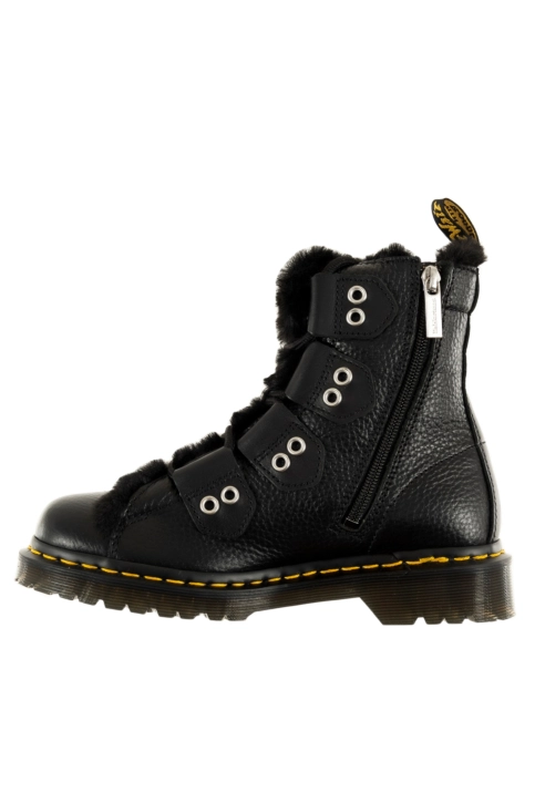 Bottines dr martens 1460 ltt fl black milled nappa+wanama+milo fur