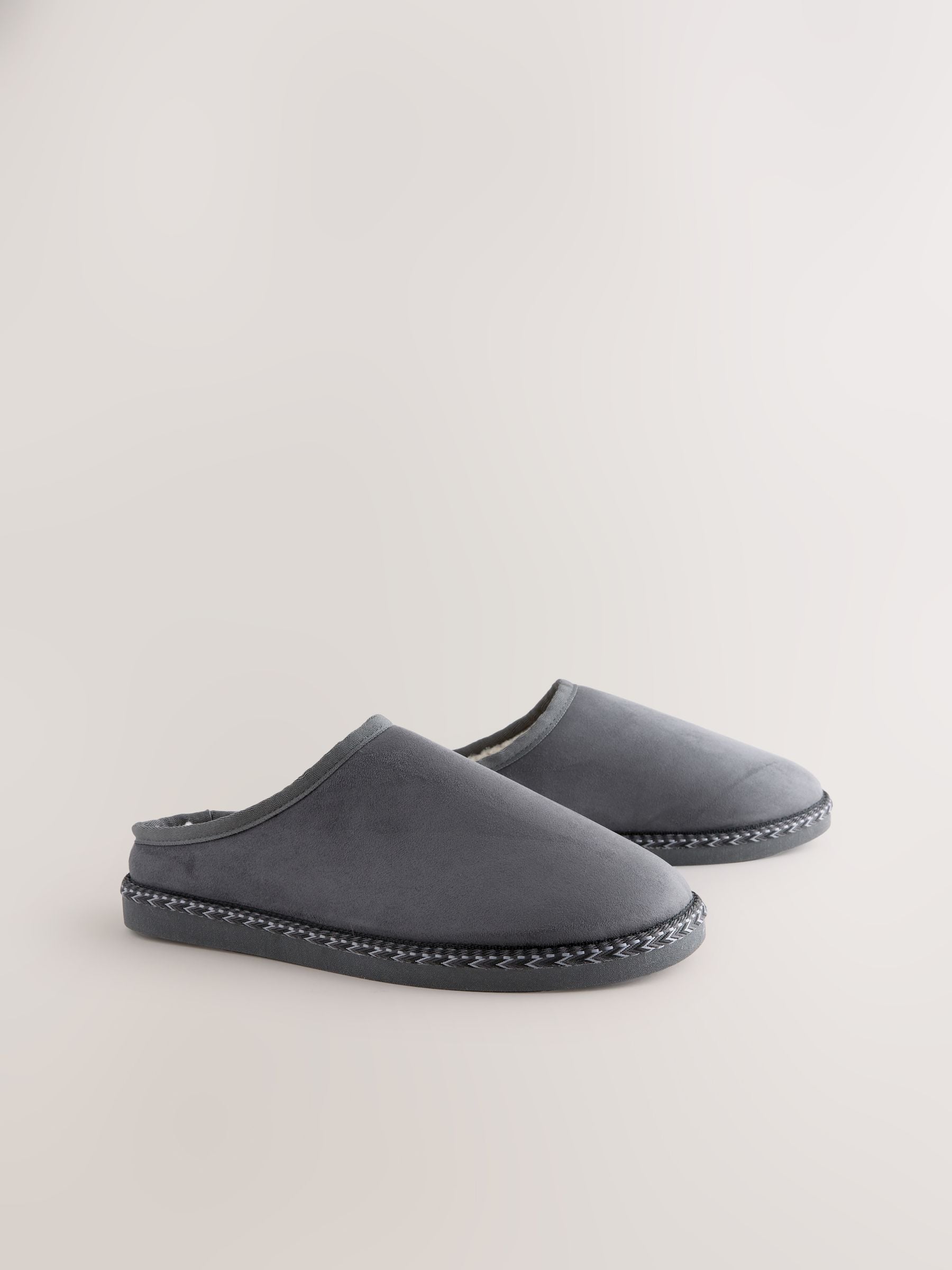 Grijs - Microsuede Taped Mule Slippers