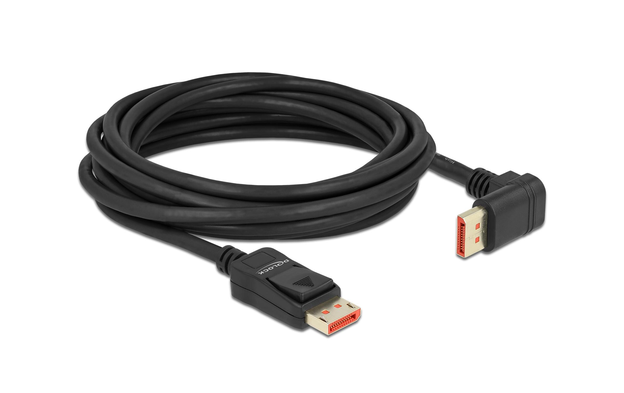 Kabel Oben gewinkelt DisplayPort - DisplayPort, 5 mDisplayPort Kabel Stecker gerade zu Stecker 90° oben gewinkelt 8K 60 Hz 5 m