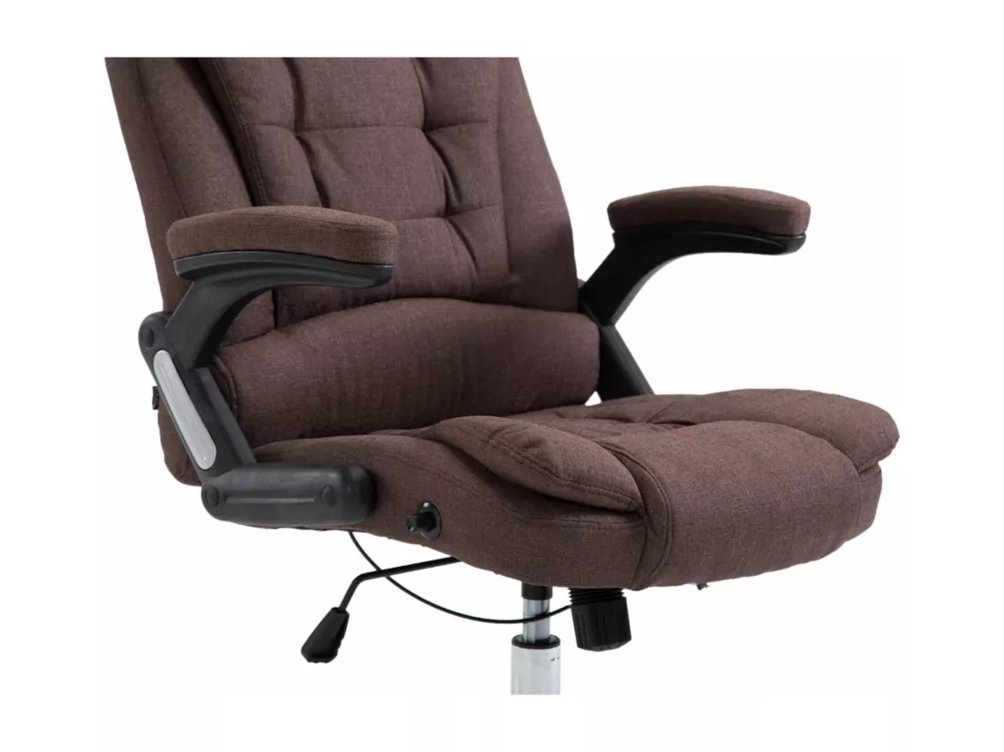Chaise de bureau - Tissu & Métal chromé - Marron - Thor